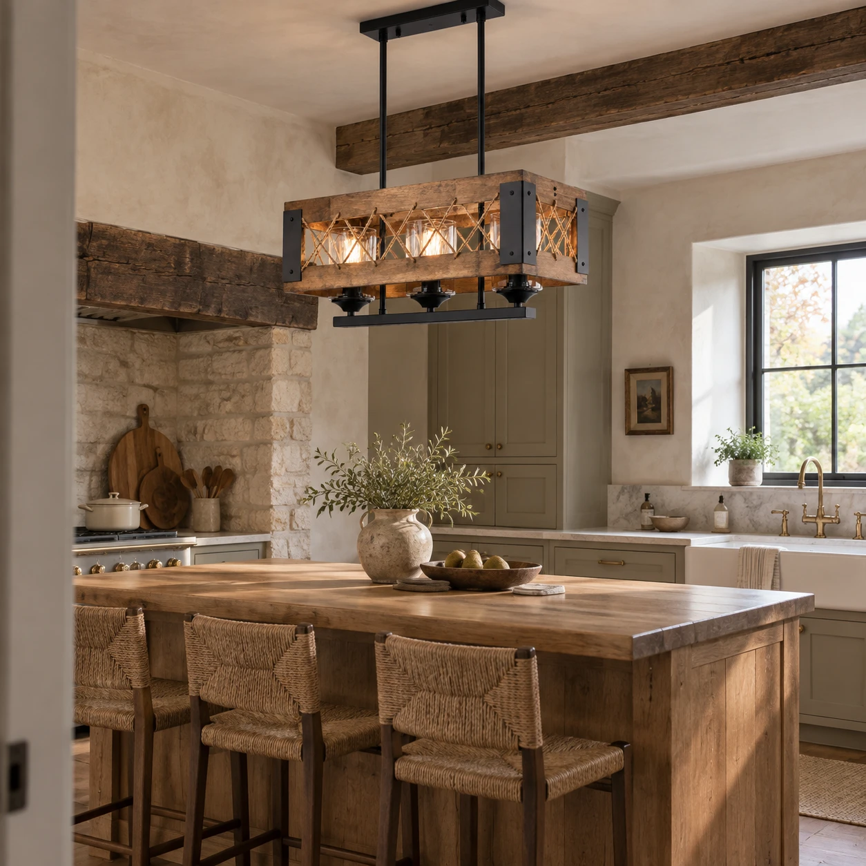 Scène du lustre rustique en bois ramifié Maren