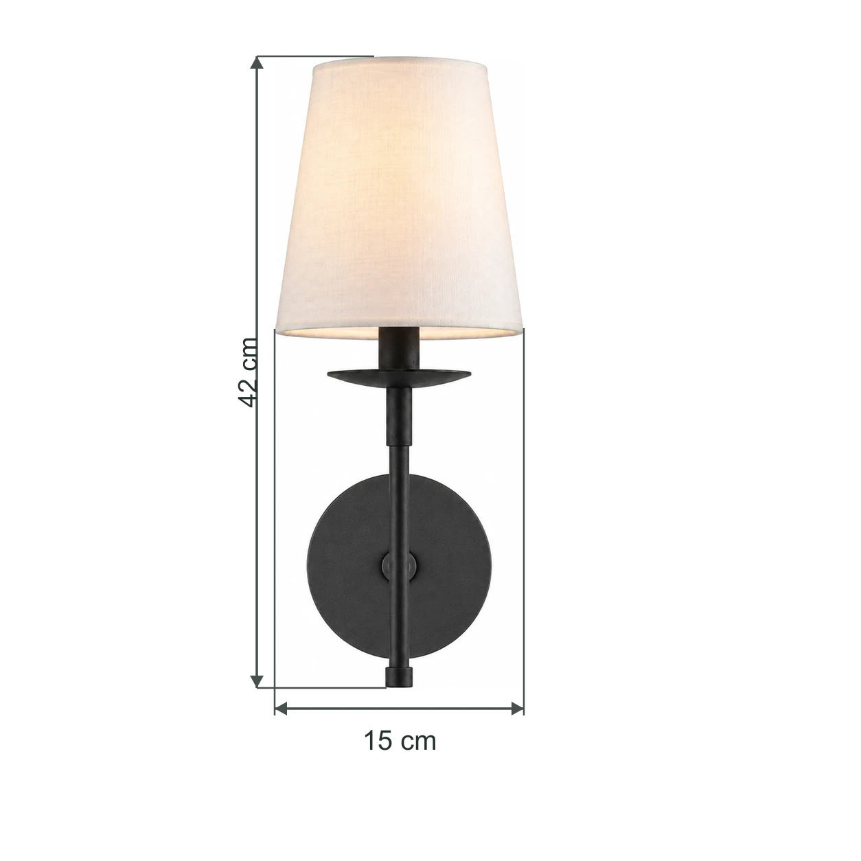 Dimensions de face : 15 cm de largeur et 42 cm de hauteur