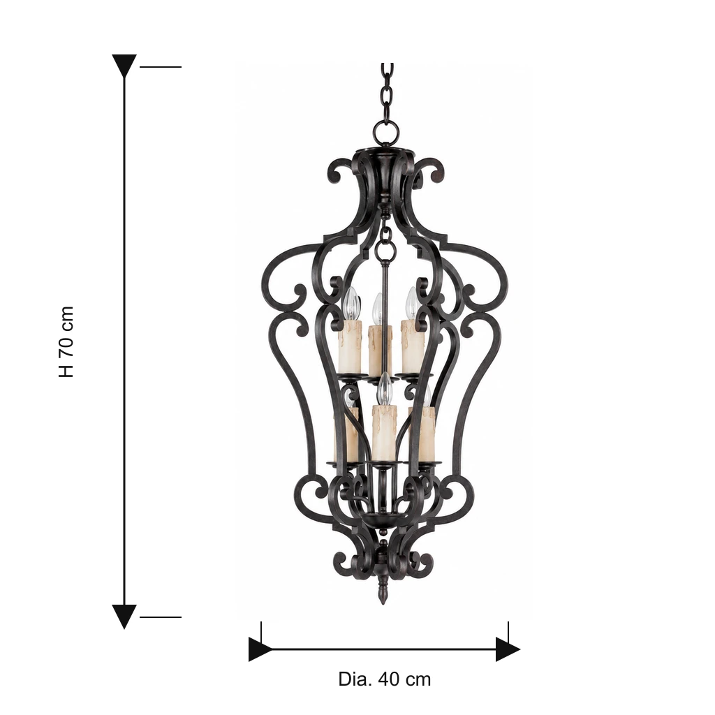 Dimensions du lustre Harrow : hauteur 70 cm, diamètre 40 cm