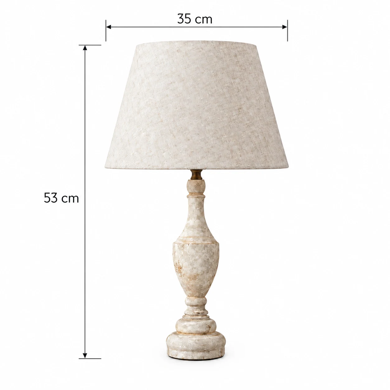 Illustration des dimensions montrant une largeur totale de 35 cm et une hauteur totale de 53 cm.