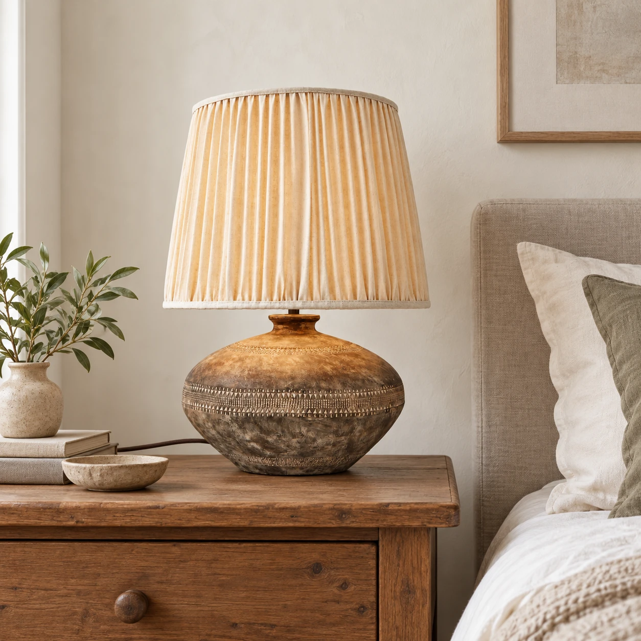 Lampe Clara sur une table de chevet dans une chambre
