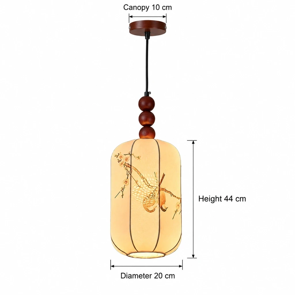 Dimensiones de la lámpara colgante Avery: 20 cm de diámetro, 44 cm de altura y florón de 10 cm.