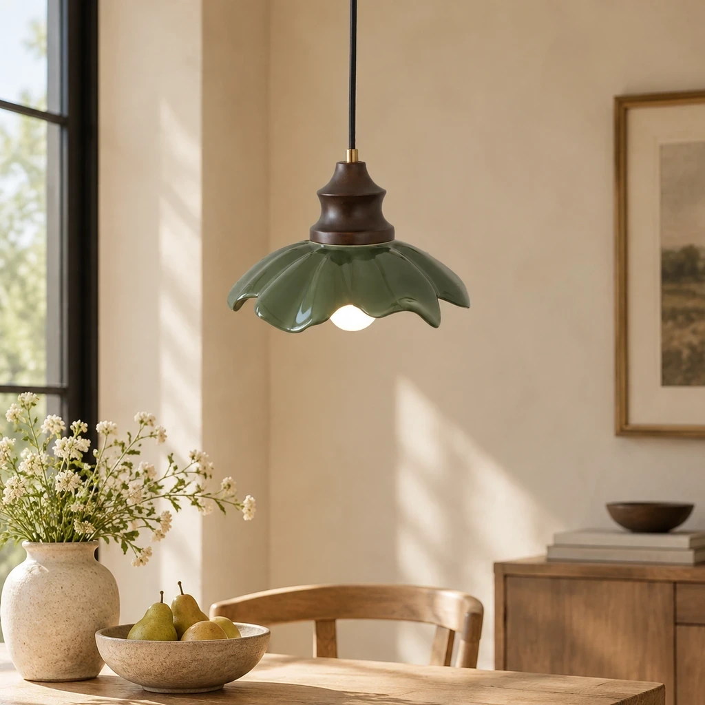 Suspension Clara French Flower en verre dans une pièce de taille moyenne