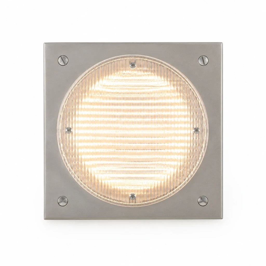 Close view of the illuminated ribbed acrylic diffuser