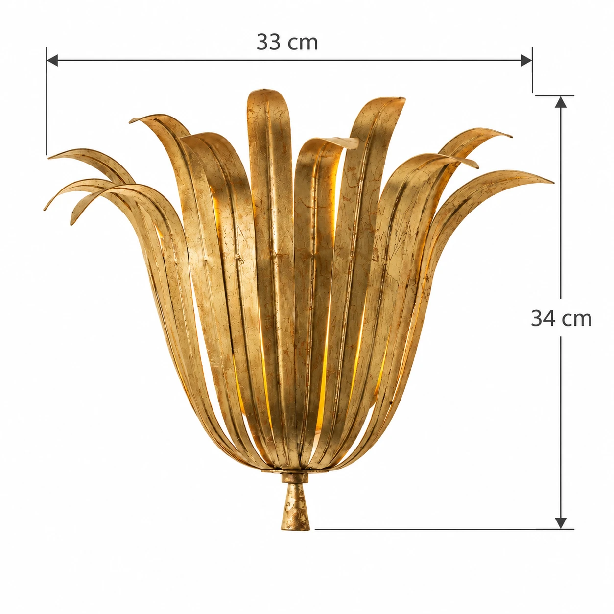 Dimensions de l'applique murale Odette : 33 cm de large et 34 cm de haut