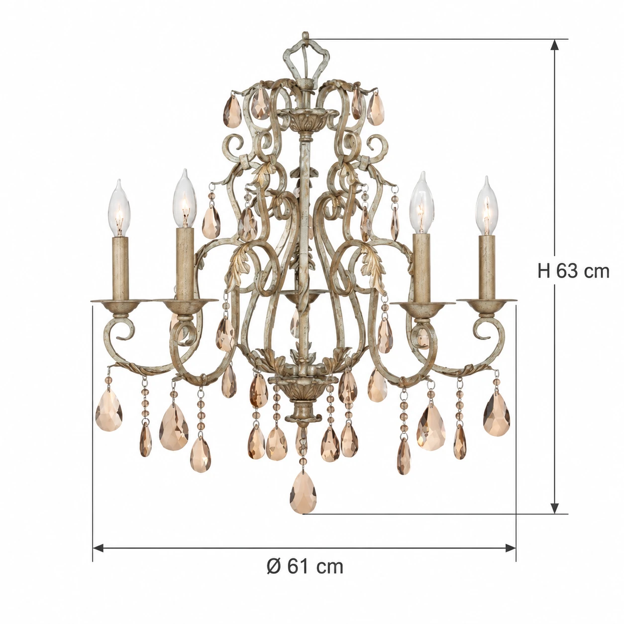 Dimensions d'un lustre à 4 lumières