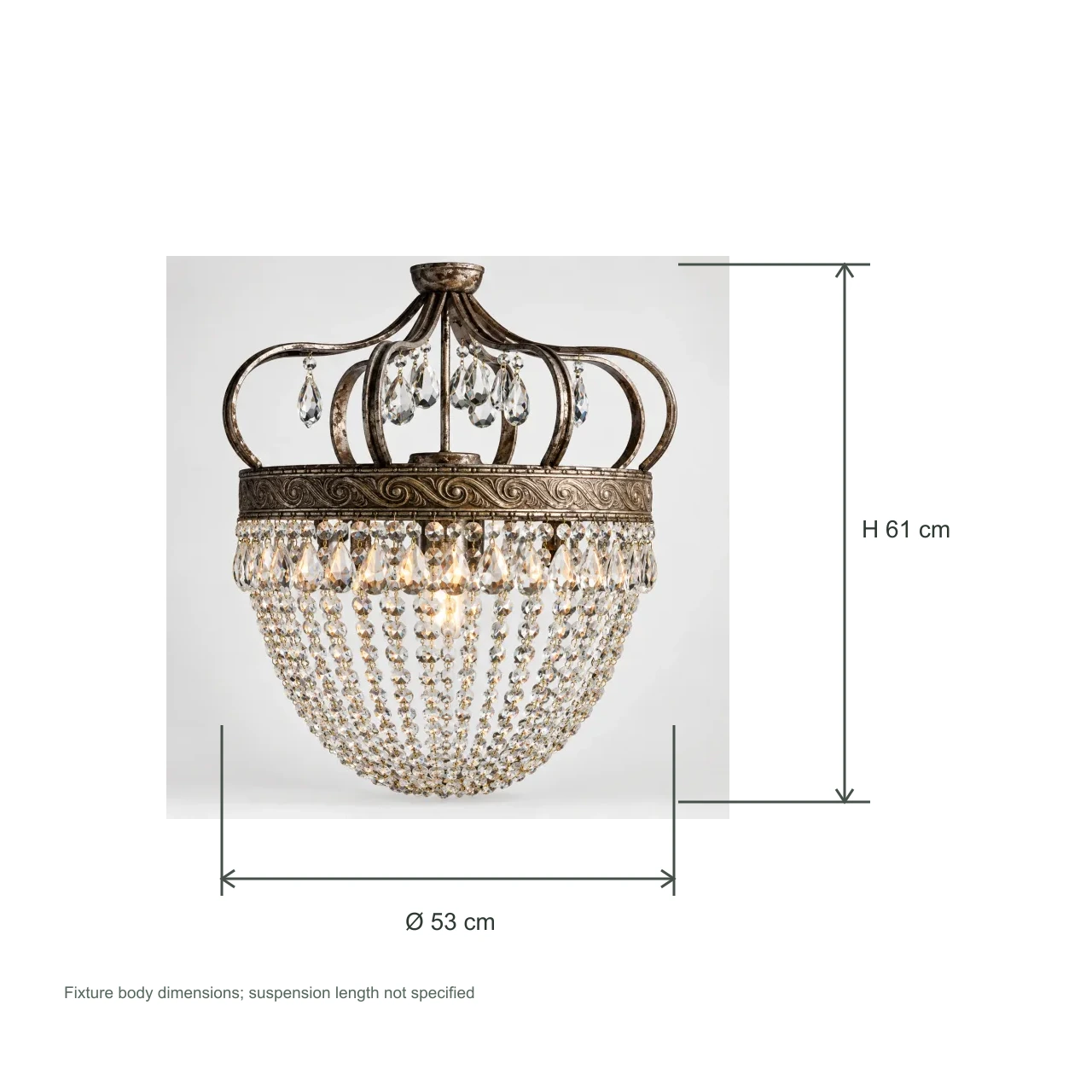 Grand lustre de 53 cm de diamètre et 61 cm de hauteur
