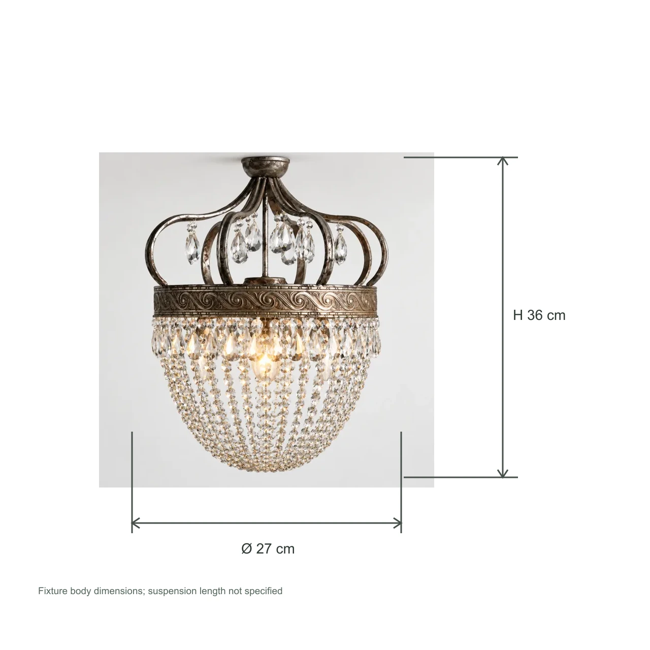Petit lustre de 27 cm de diamètre et 36 cm de hauteur