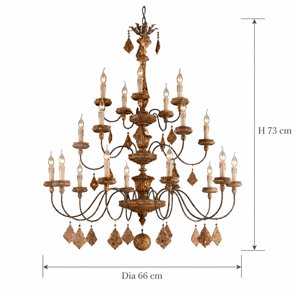 Marlowe de 6 cabezas, dimensiones pequeñas: 73 cm de alto y 66 cm de diámetro.