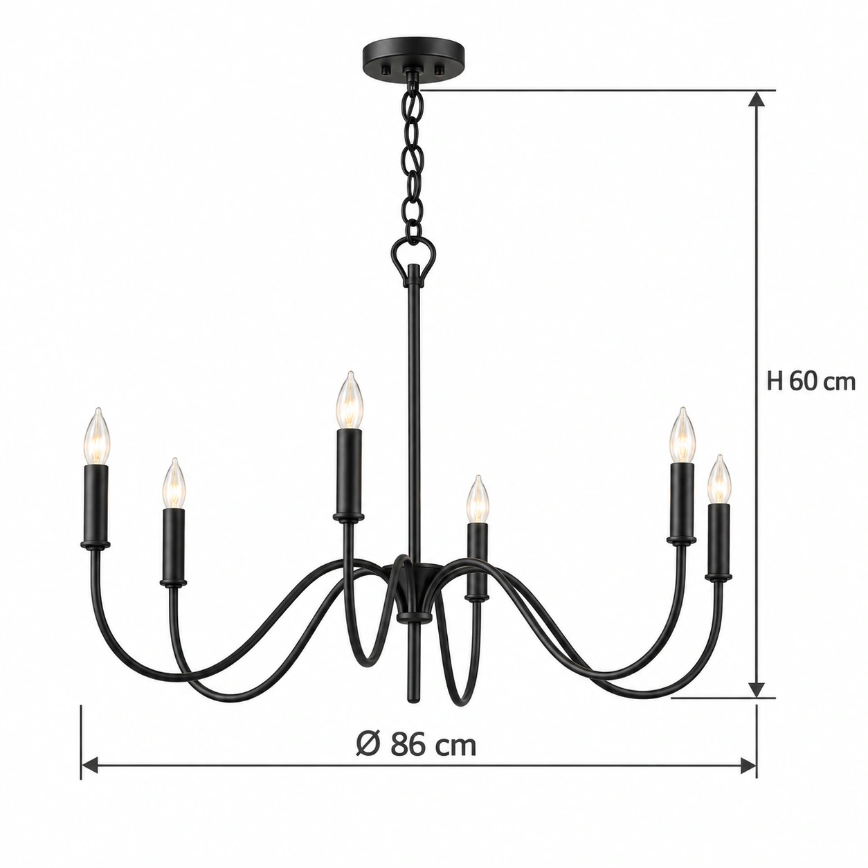 Lampe à 6 lumières · Ø 86 cm · H 60 cm