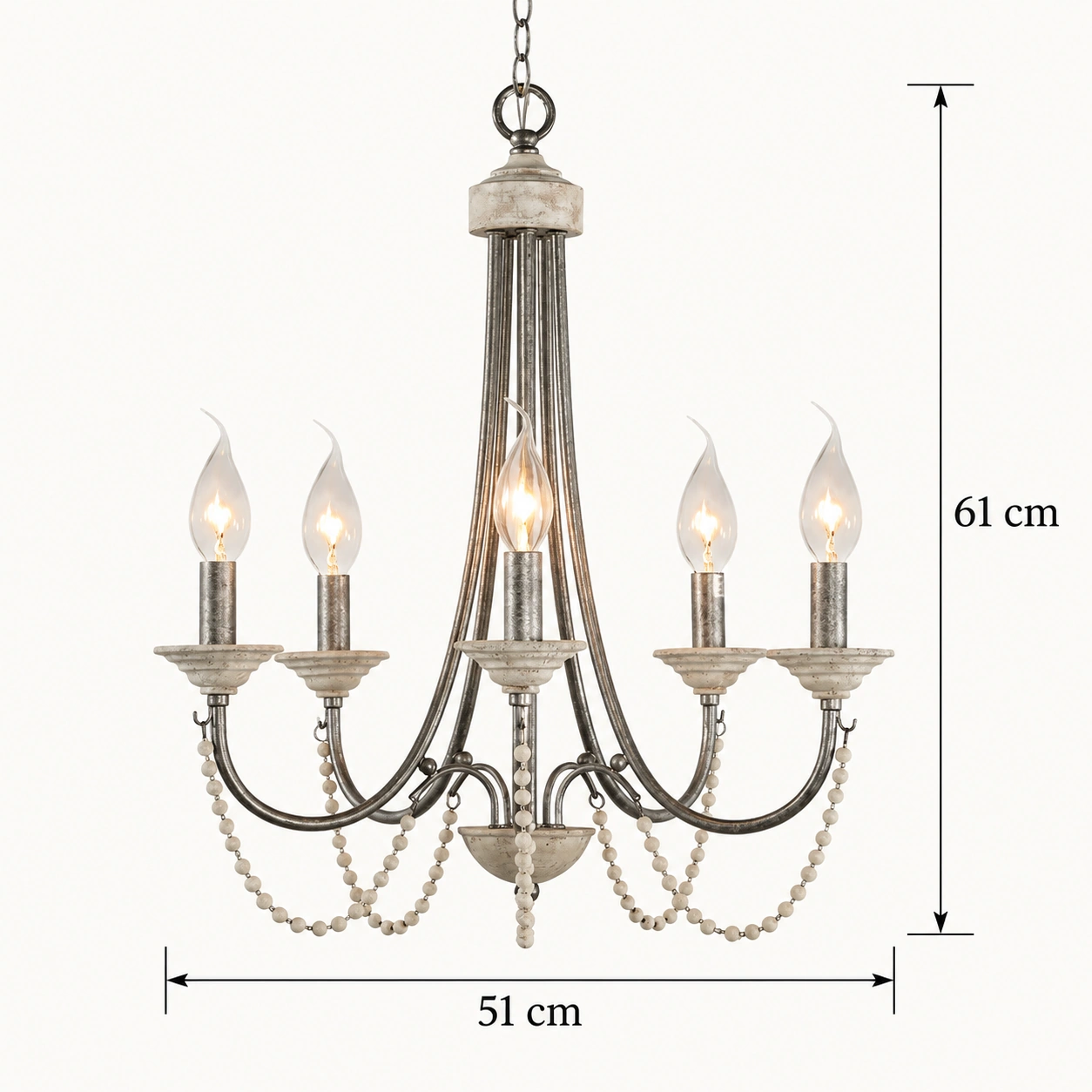 Dimensions vérifiées de cette lampe antique en argent à six lumières : diamètre 51 cm et hauteur 61 cm
