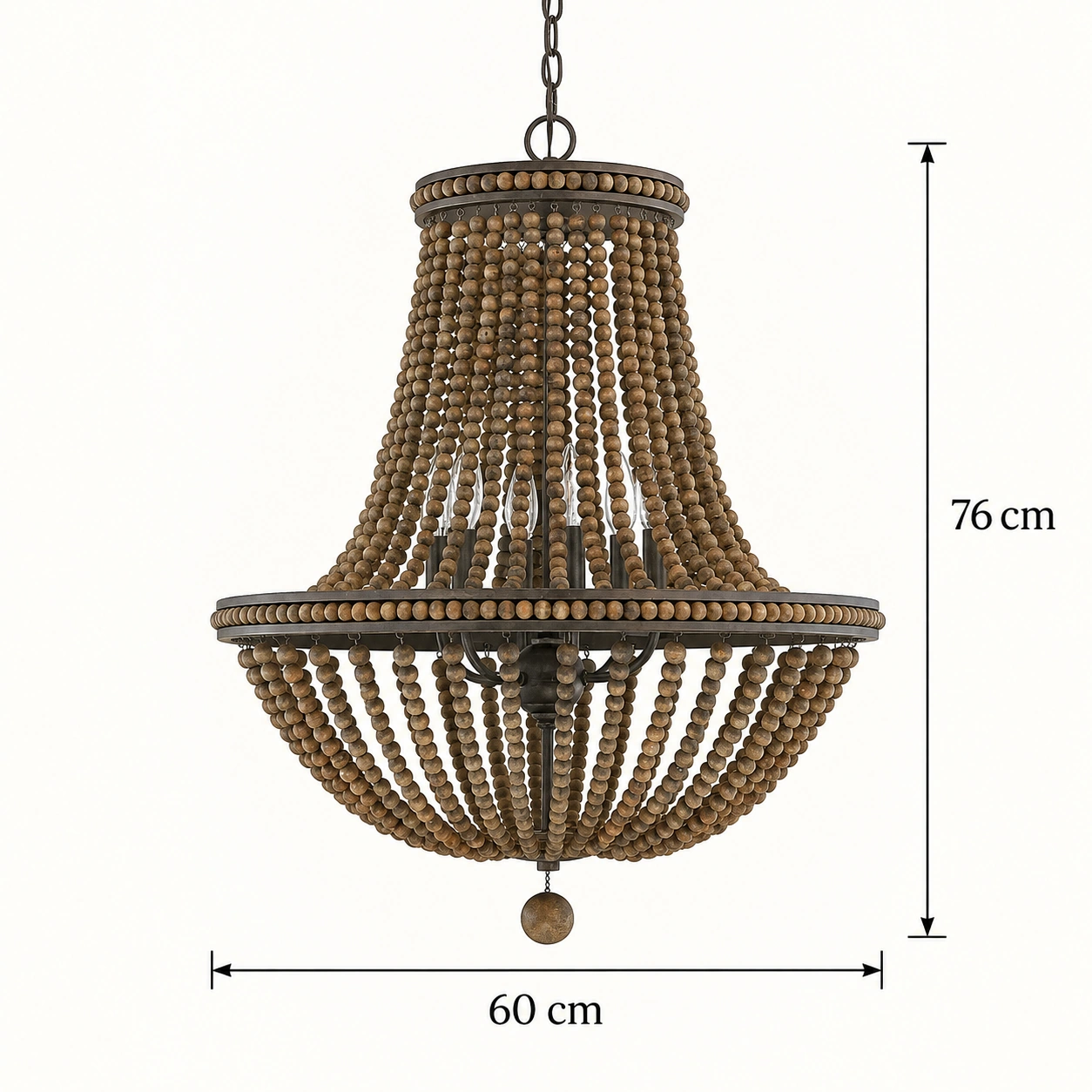 Madera ahumada verificada, dimensiones grandes: 60 cm de diámetro y 76 cm de altura.