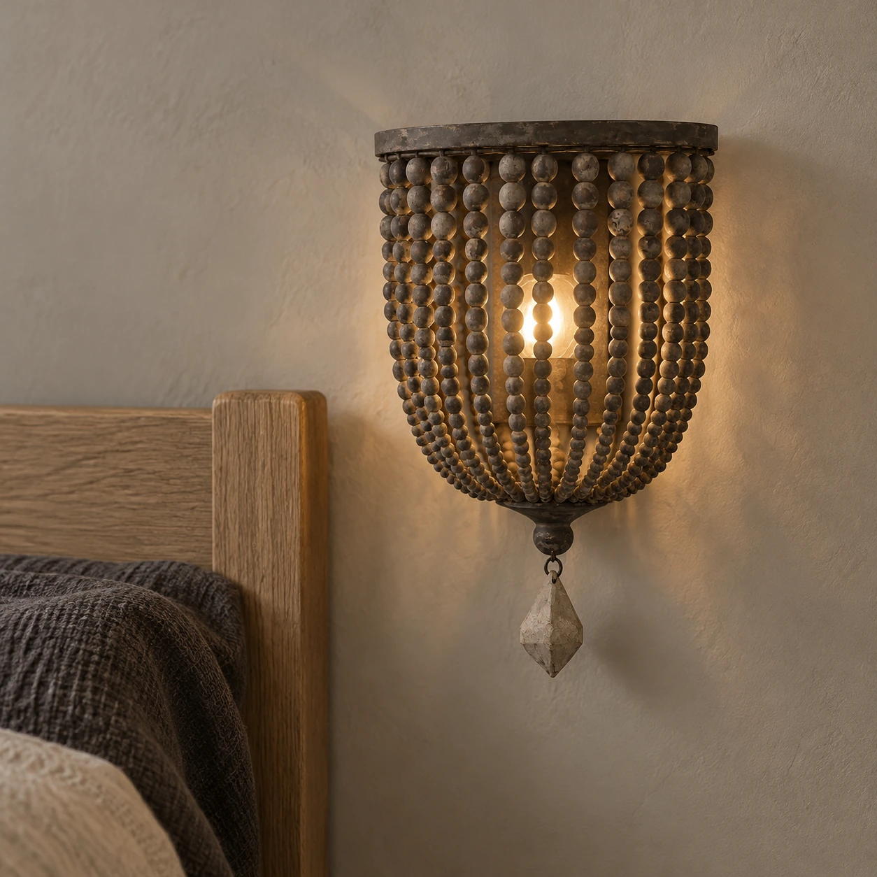 Applique murale en perles de bois pour chambre