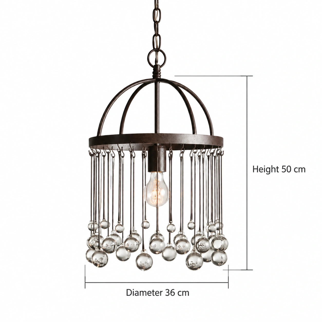 Dimensions du pendentif rouille à une seule tête