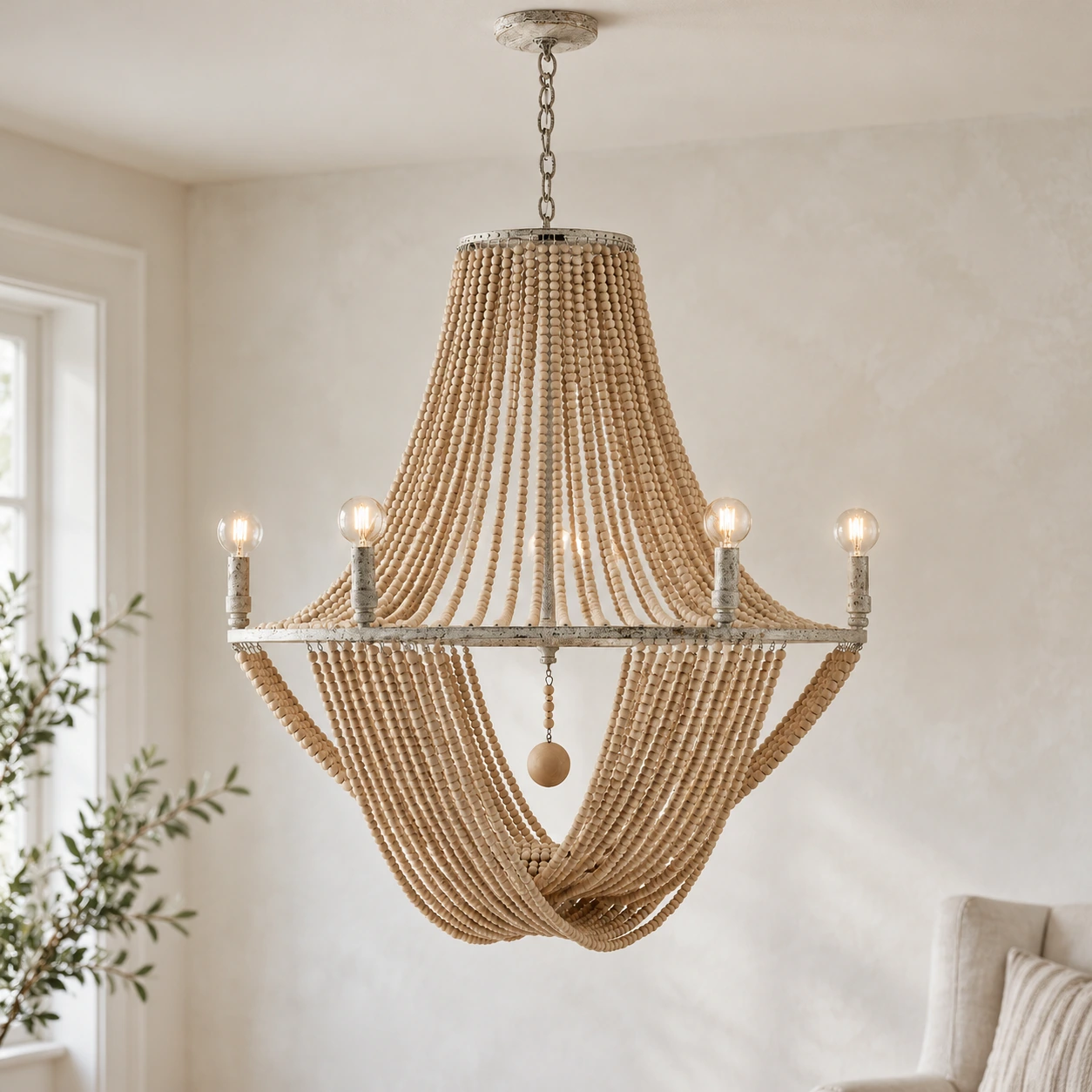 Lustre Elena à six lumières dans un espace de vie