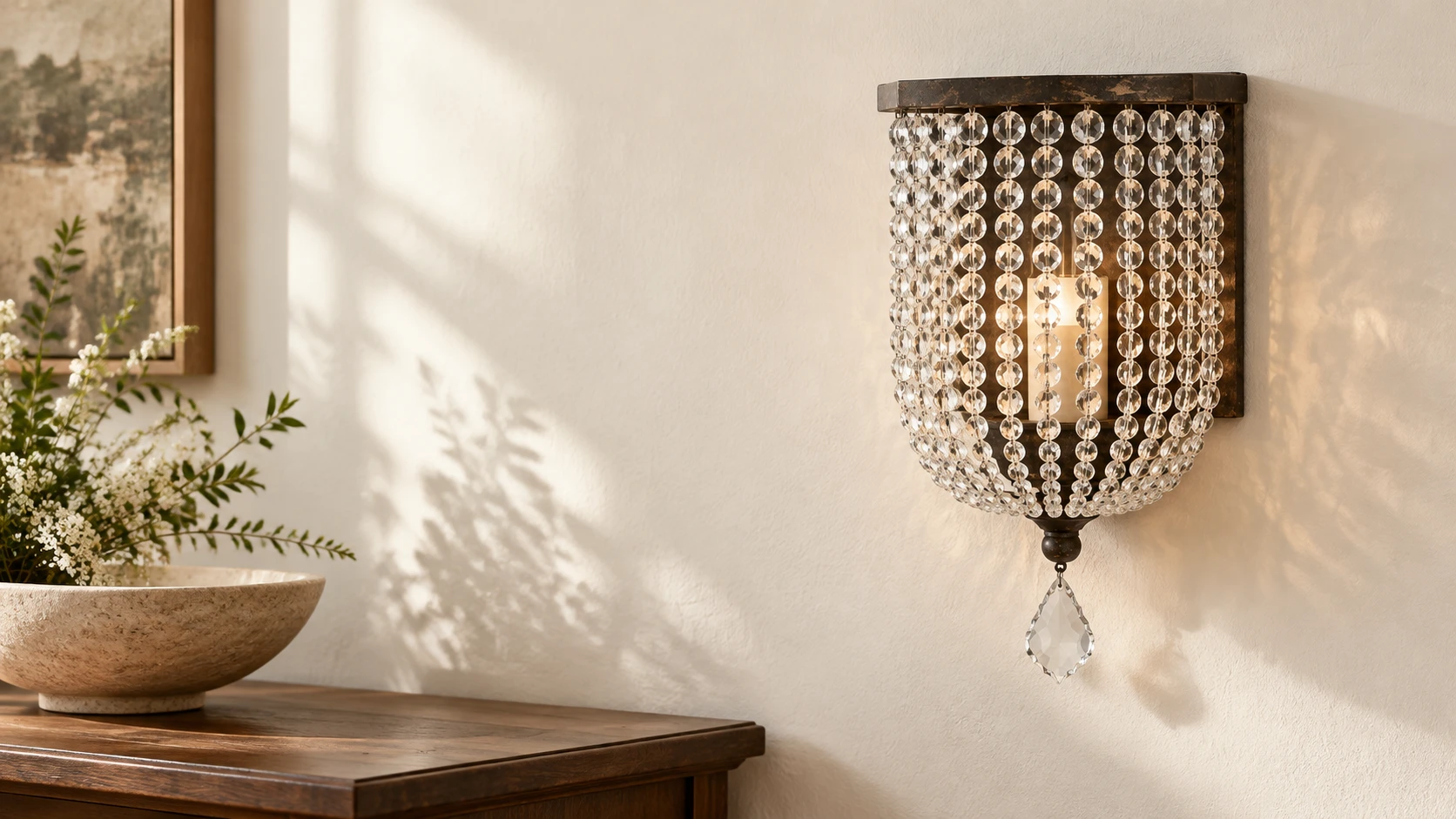 Bannière d'applique murale en perles de cristal