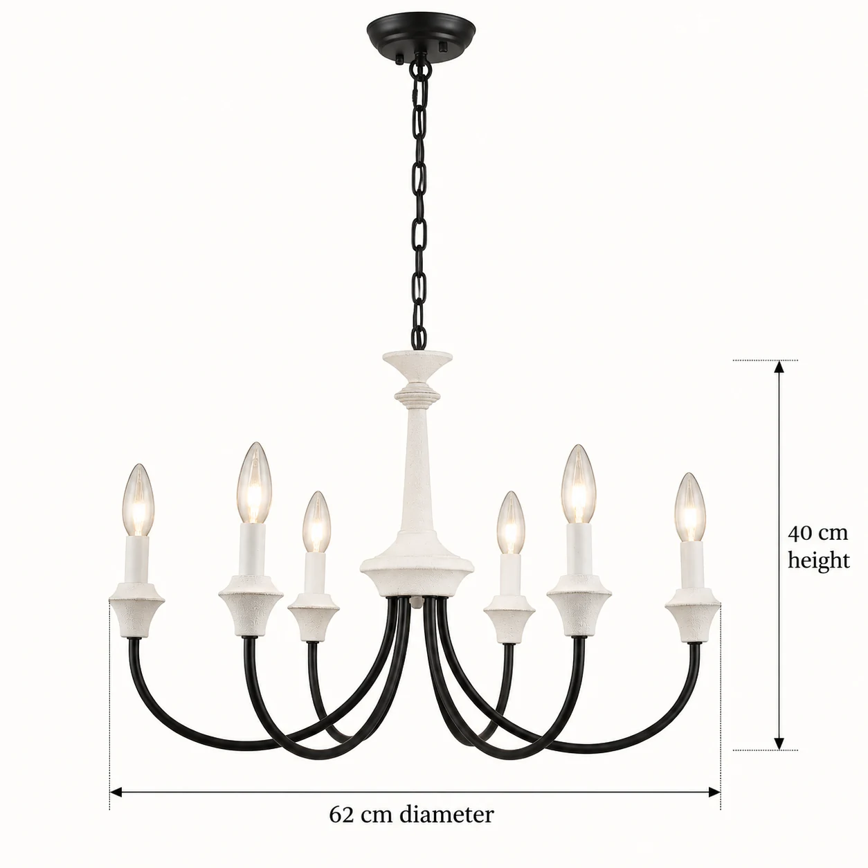 Lampadario a sei luci: 62 cm di diametro, 40 cm di altezza