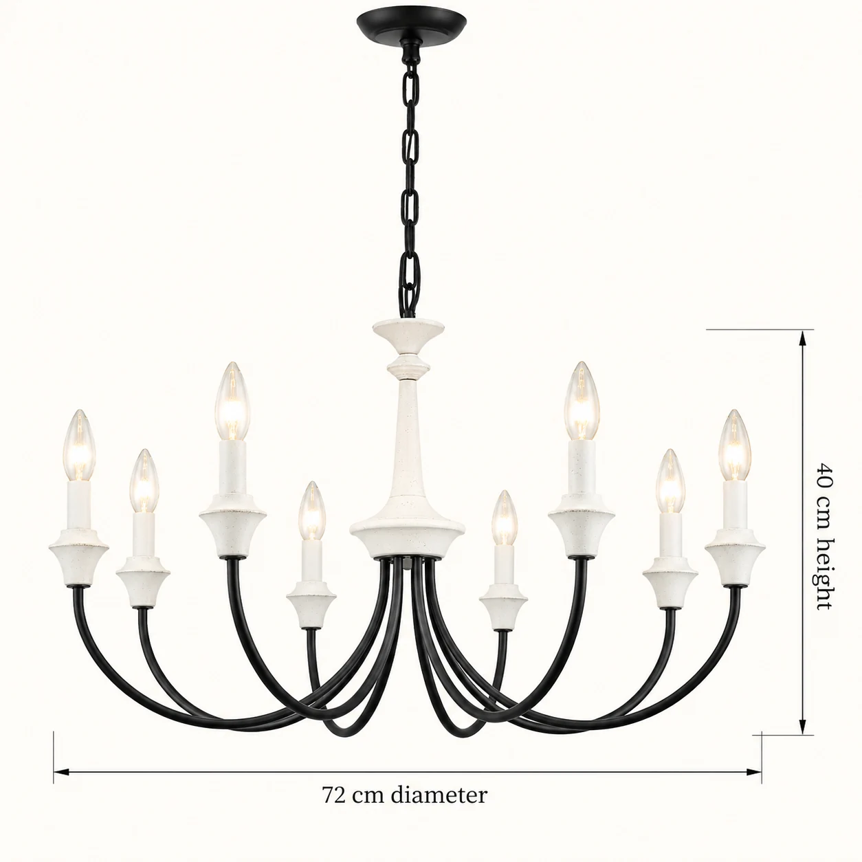 Lampadario a otto luci: 72 cm di diametro, 40 cm di altezza