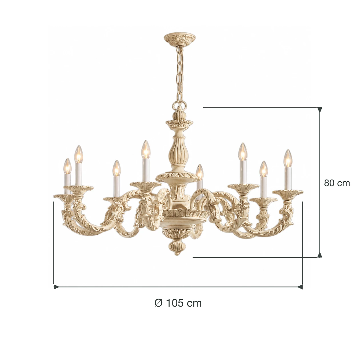 Schema dimensionale del grande lampadario Aveline.