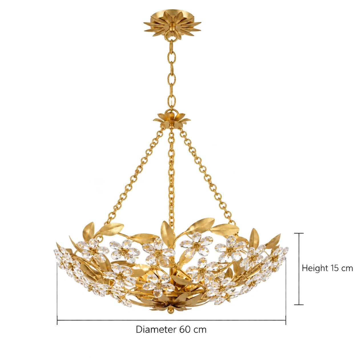 Dimensions de la suspension : diamètre 60 cm et hauteur 15 cm