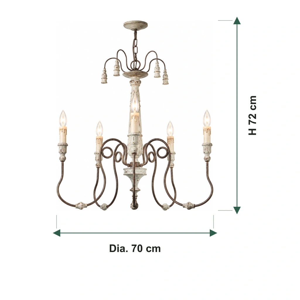 Dimensiones de la lámpara Lucien: 70 cm de diámetro y 72 cm de altura.