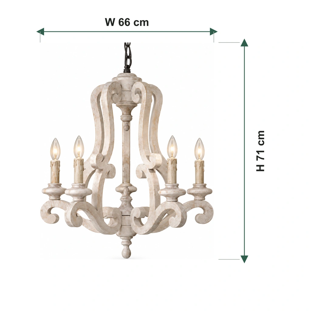 Dimensions du lustre Beatrice : 66 cm de large et 71 cm de haut