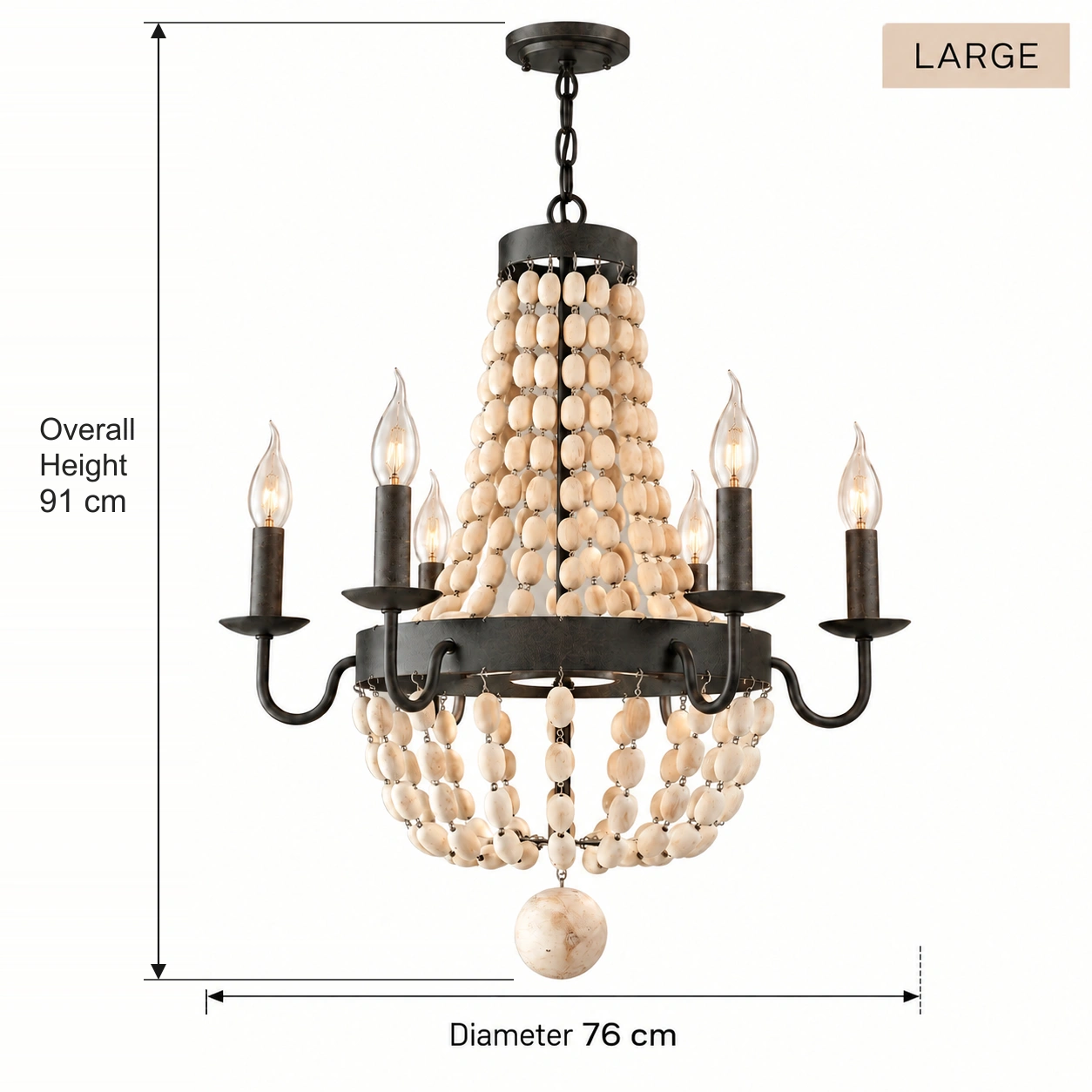 Grand lustre Hazel : diamètre 76 cm et hauteur totale 91 cm