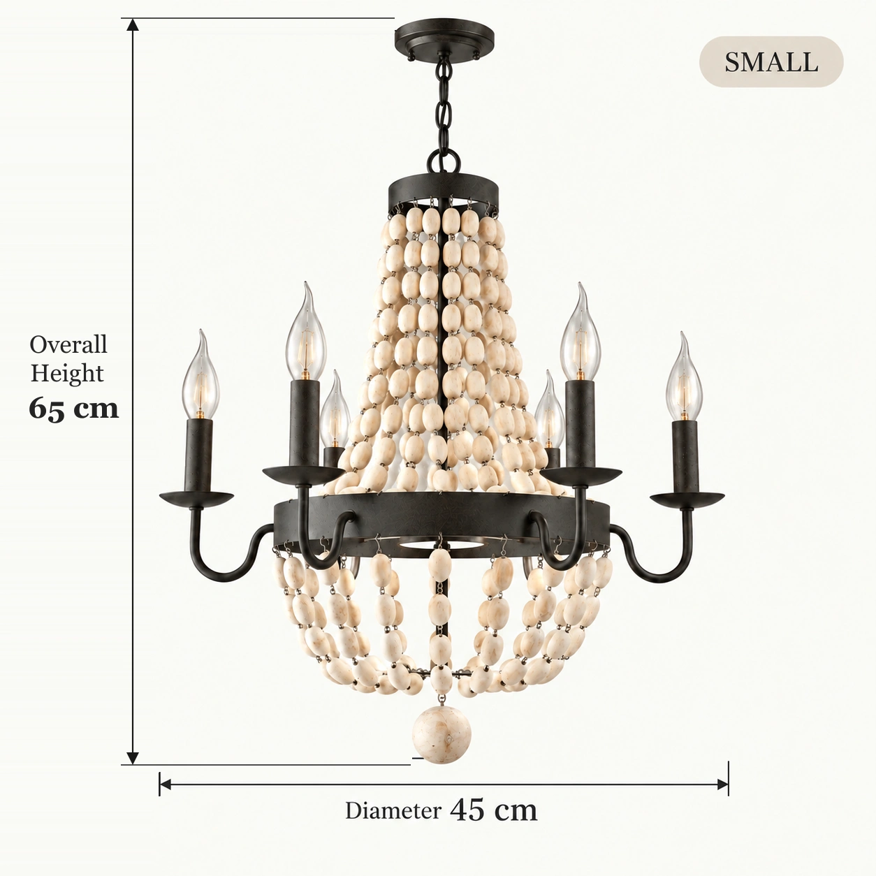 Petit lustre Hazel : diamètre 45 cm et hauteur totale 65 cm