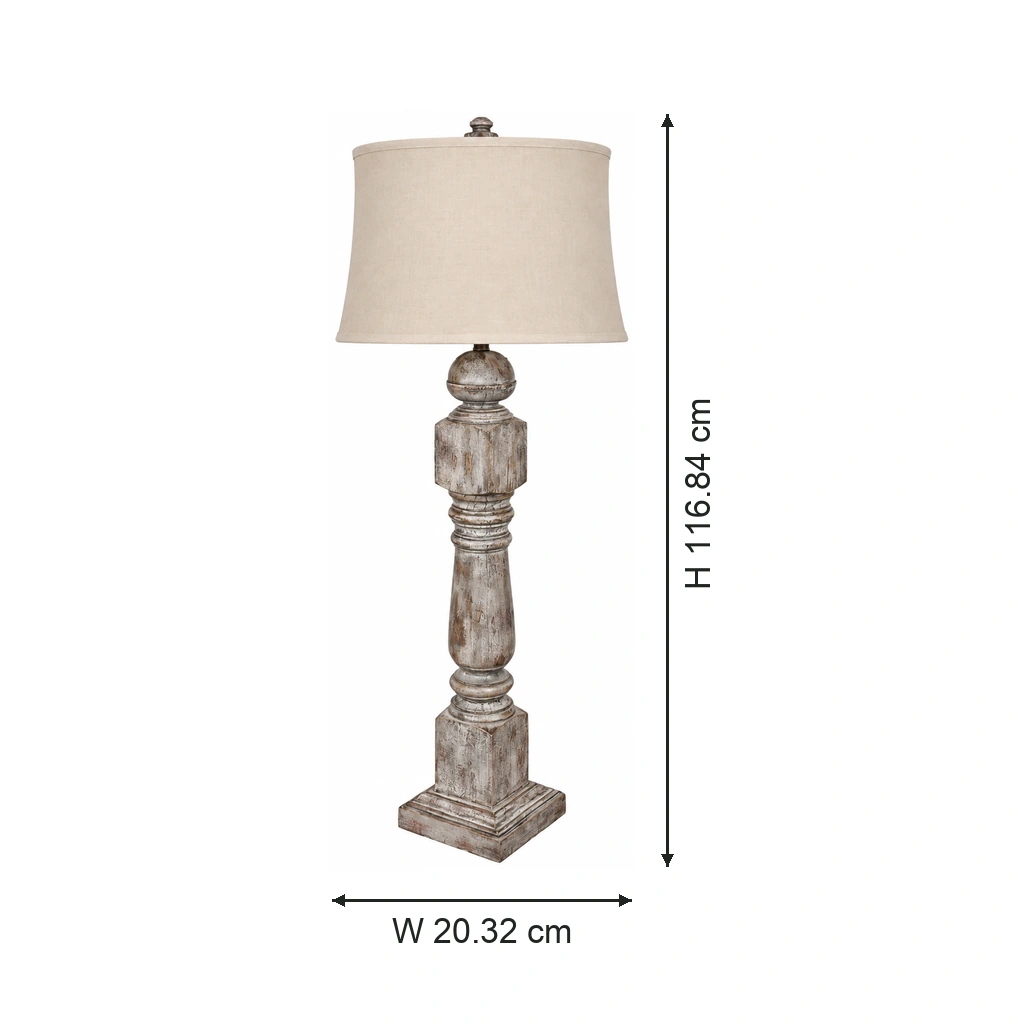 Alden table lamp dimensions: height 116.84 cm and width 20.32 cm