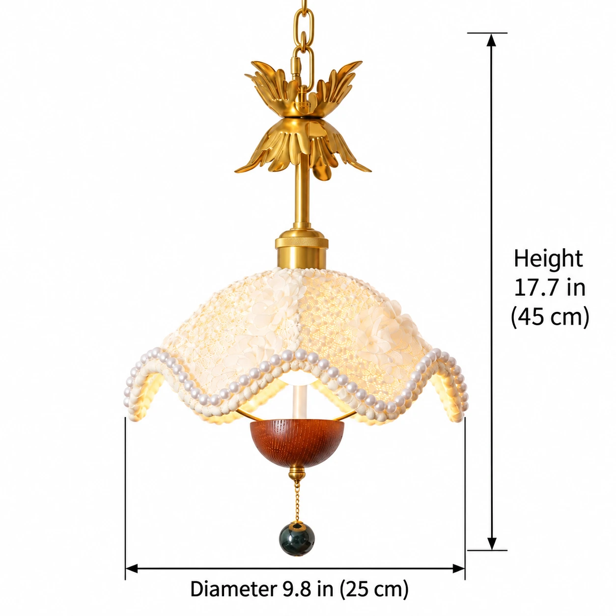 Schéma dimensionnel : hauteur 45 cm, diamètre 25 cm