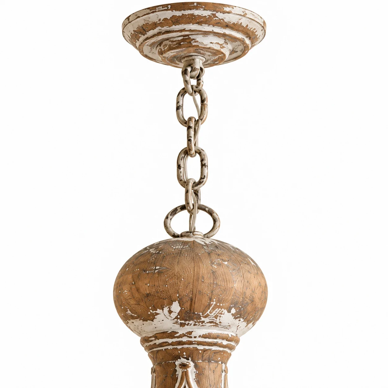 Close view of the round canopy and suspension chain