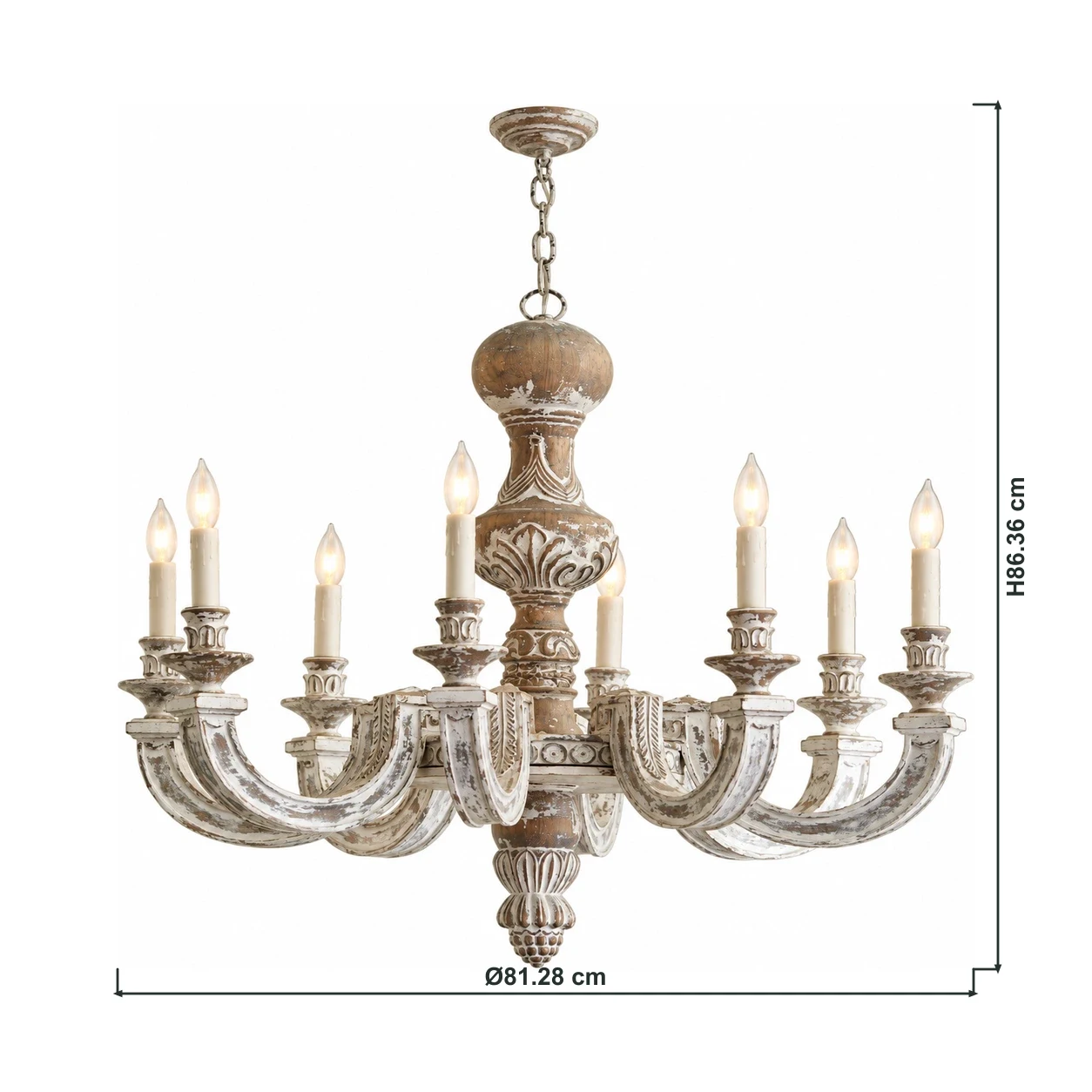 Product dimensions showing diameter 81.28 cm and height 86.36 cm